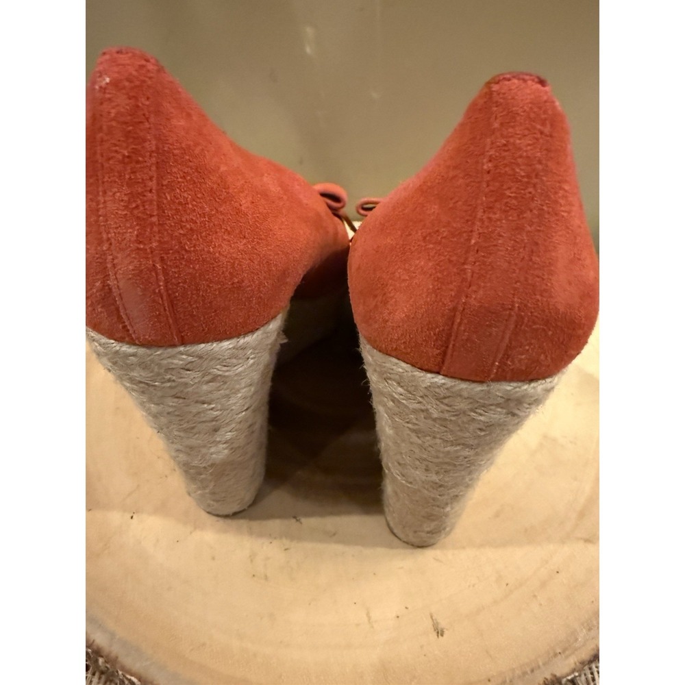 Michael Kors Bow Wedges Orange Slip On Espadrille Heels Size 8.5M Peep Toe Shoes - Picture 9 of 10